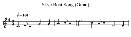 Skye Boat Song (Gmaj) - staff notation