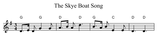 Skye Boat Song, The  - staff notation