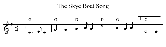 Skye Boat Song, The  - staff notation