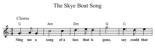 Skye Boat Song, The  - staff notation