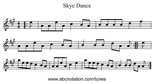 Skye Dance - staff notation