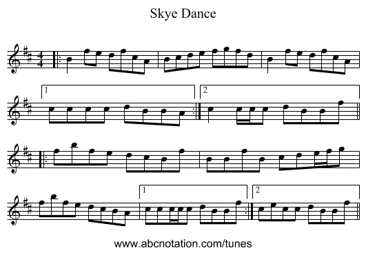 Skye Dance - staff notation