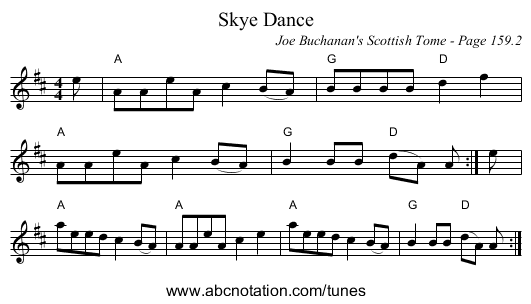 Skye Dance - staff notation