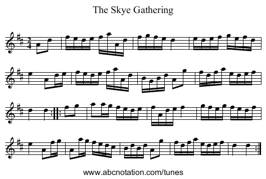 Skye Gathering, The - staff notation