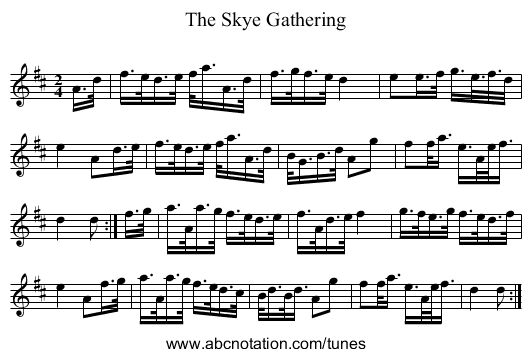 Skye Gathering, The - staff notation