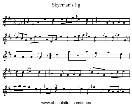 Skyeman's Jig - staff notation