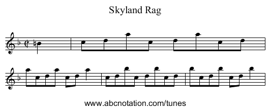 Skyland Rag - staff notation