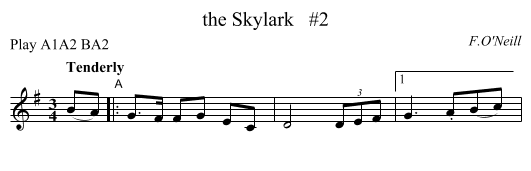 Skylark   #2, the  - staff notation
