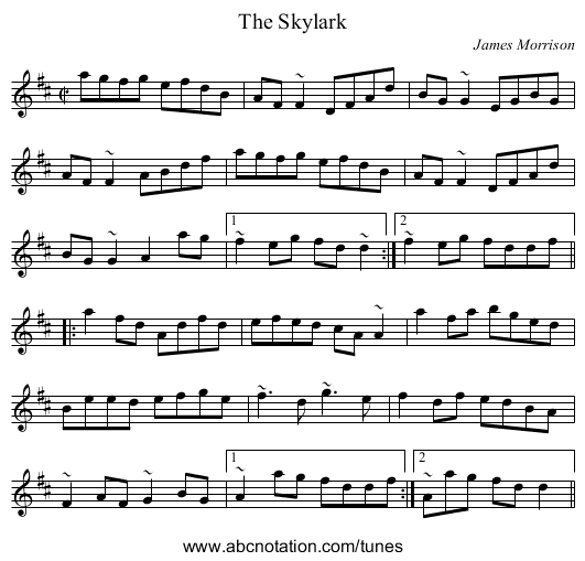 Skylark, The - staff notation