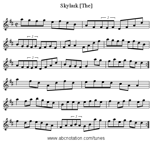 Skylark [The] - staff notation