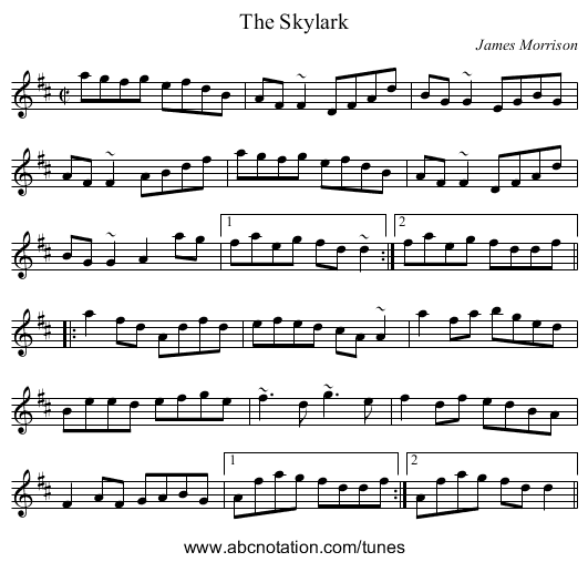 Skylark, The - staff notation