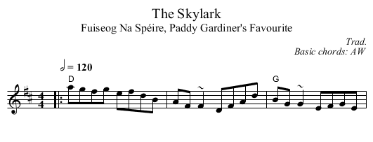 Skylark, The - staff notation