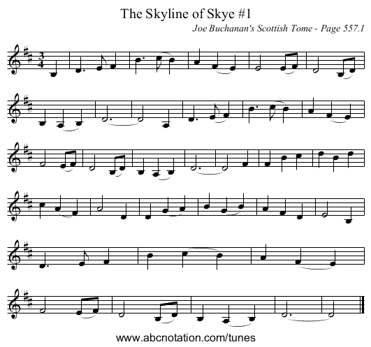 Skyline of Skye #1, The - staff notation