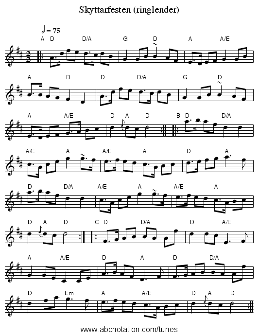 Skyttarfesten (ringlender) - staff notation