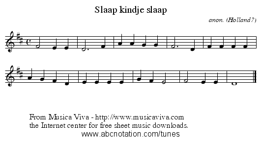 Slaap kindje slaap - staff notation