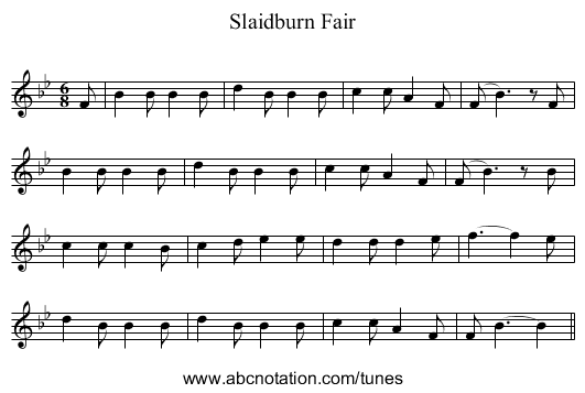 Slaidburn Fair - staff notation