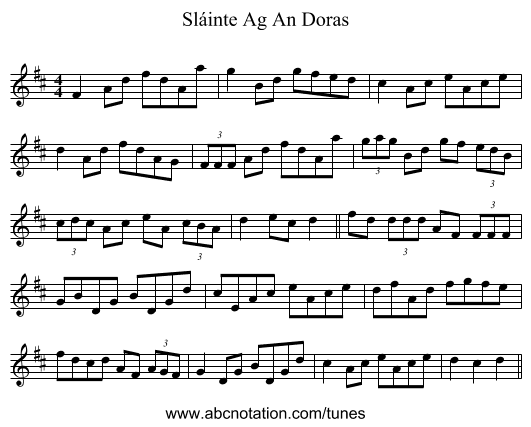 Sláinte Ag An Doras - staff notation