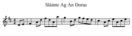 Sláinte Ag An Doras - staff notation