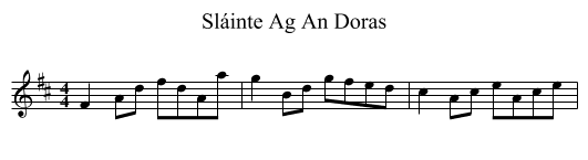 Sláinte Ag An Doras - staff notation