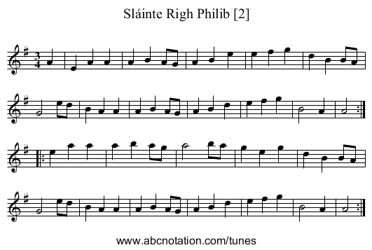 Sláinte Righ Philib [2] - staff notation