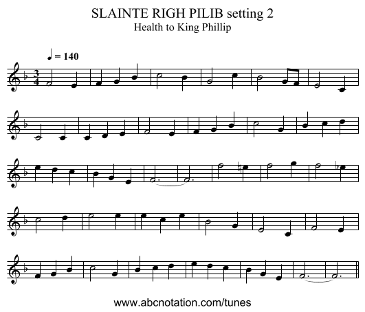 SLAINTE RIGH PILIB setting 2 - staff notation