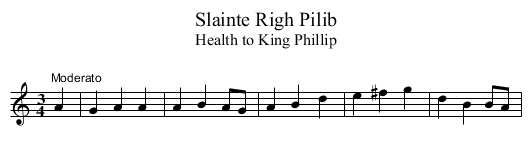 Slainte Righ Pilib - staff notation