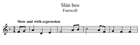 Slán beo - staff notation