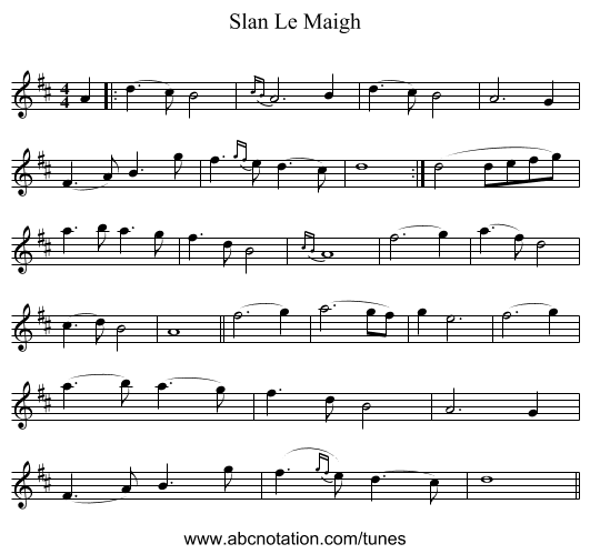 Slan Le Maigh - staff notation