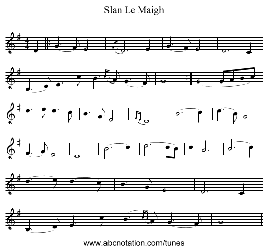 Slan Le Maigh - staff notation