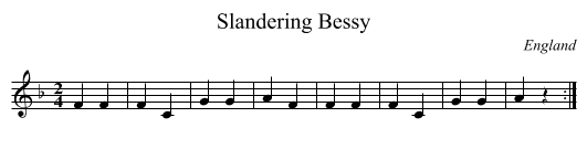 Slandering Bessy - staff notation