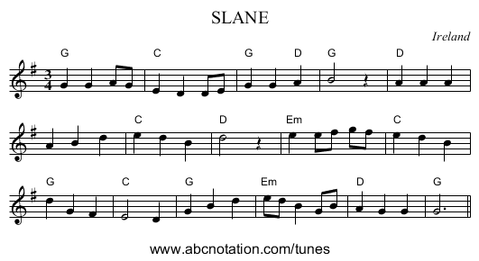 SLANE - staff notation