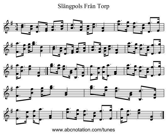 Slängpols Från Torp - staff notation