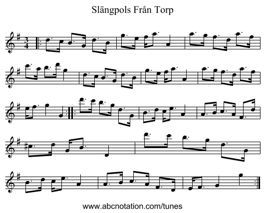 Slängpols Från Torp - staff notation