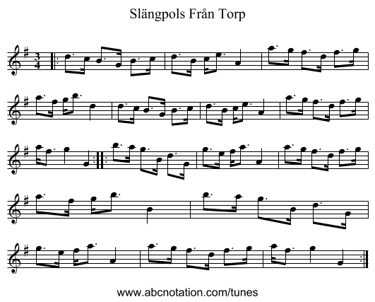Slängpols Från Torp - staff notation