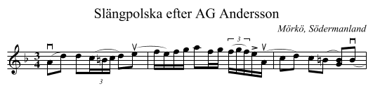Slängpolska efter AG Andersson - staff notation