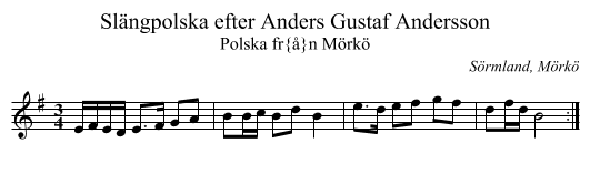 Sl&auml;ngpolska efter Anders Gustaf Andersson - staff notation