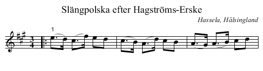 Slängpolska efter Hagströms-Erske - staff notation