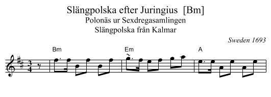 Sl&auml;ngpolska efter Juringius  [Bm] - staff notation
