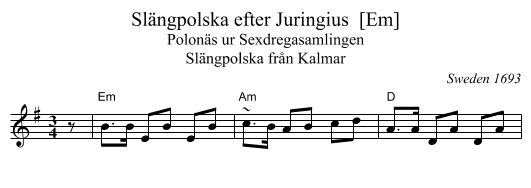 Sl&auml;ngpolska efter Juringius  [Em] - staff notation