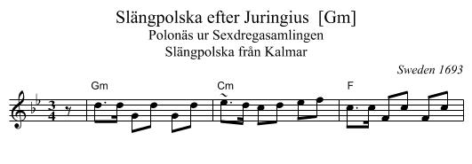 Sl&auml;ngpolska efter Juringius  [Gm] - staff notation