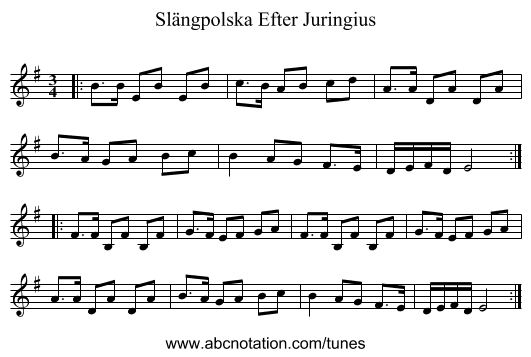 Slängpolska Efter Juringius - staff notation
