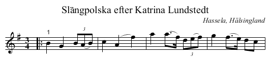 Slängpolska efter Katrina Lundstedt - staff notation
