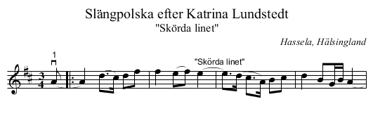 Slängpolska efter Katrina Lundstedt - staff notation