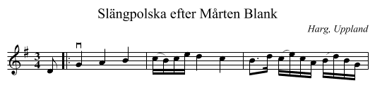 Slängpolska efter Mårten Blank - staff notation