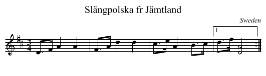 Slängpolska fr Jämtland - staff notation