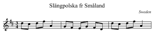 Slängpolska fr Småland - staff notation