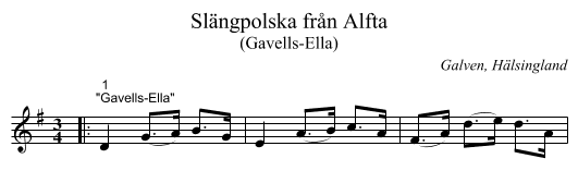 Slängpolska från Alfta - staff notation