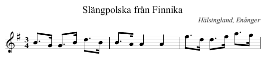 Slängpolska från Finnika - staff notation