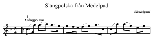 Slängpolska från Medelpad - staff notation
