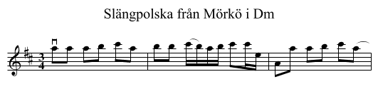 Slängpolska från Mörkö i Dm - staff notation